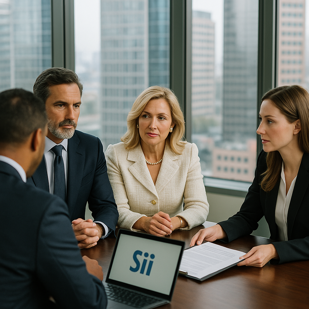 Abogado tributario asesorando a un cliente sobre un requerimiento de información del SII